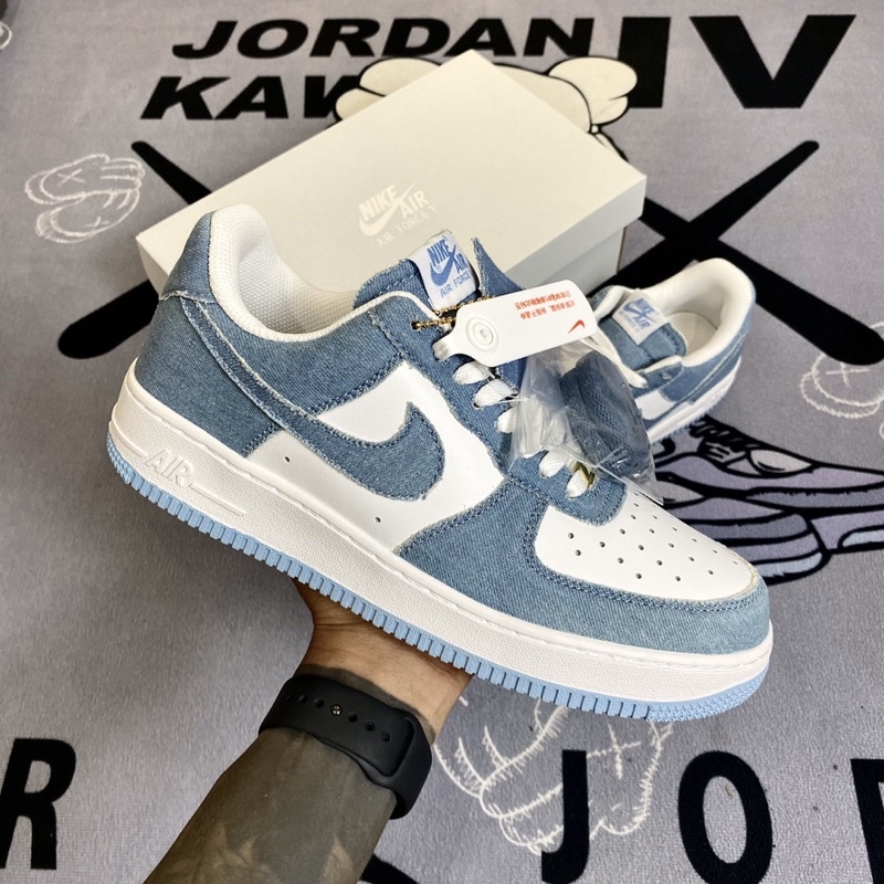 Giày af1 vải bò jeans blue nam nữ cao cấp [ freeship + rẻ vô địch ]