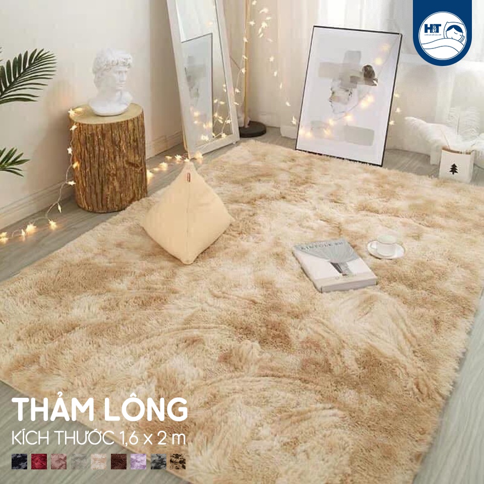 Thảm lông loang trải sàn phòng ngủ phòng khách 1m6*2m lông mềm dày mặt sau chống trơn trượt