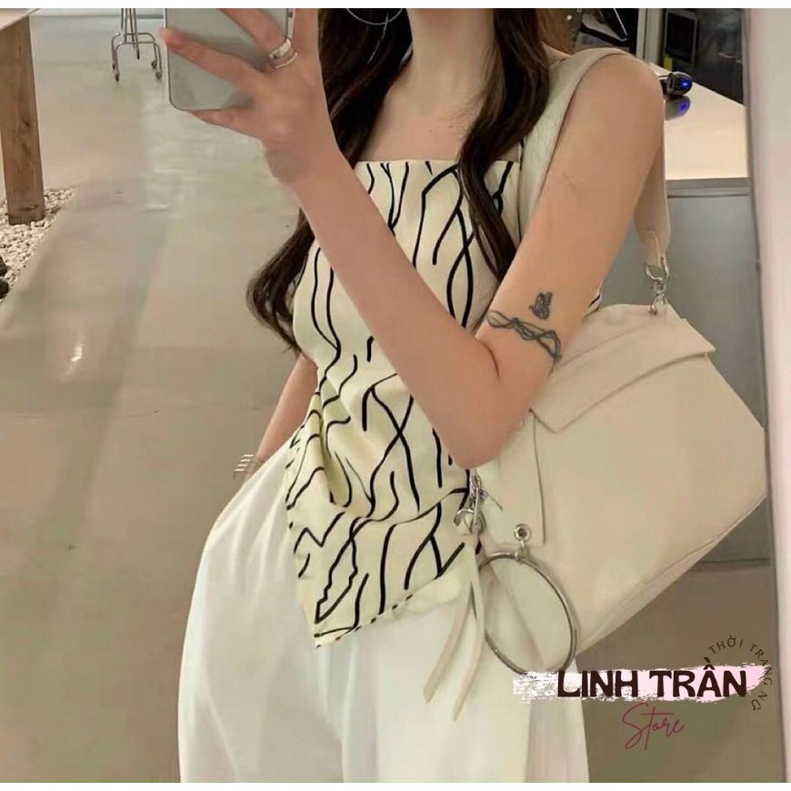 Sét Áo Yếm Mix Quần Trắng Ống Suông 🦋FREESHIP🦋 Áo Yêm Mix Quần Ống Rộng Siêu Hot Linh Trần Store