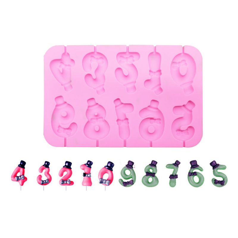 Set 2 Khuôn Silicone Làm Kẹo Mút Hình Số Từ 0-9 Diy