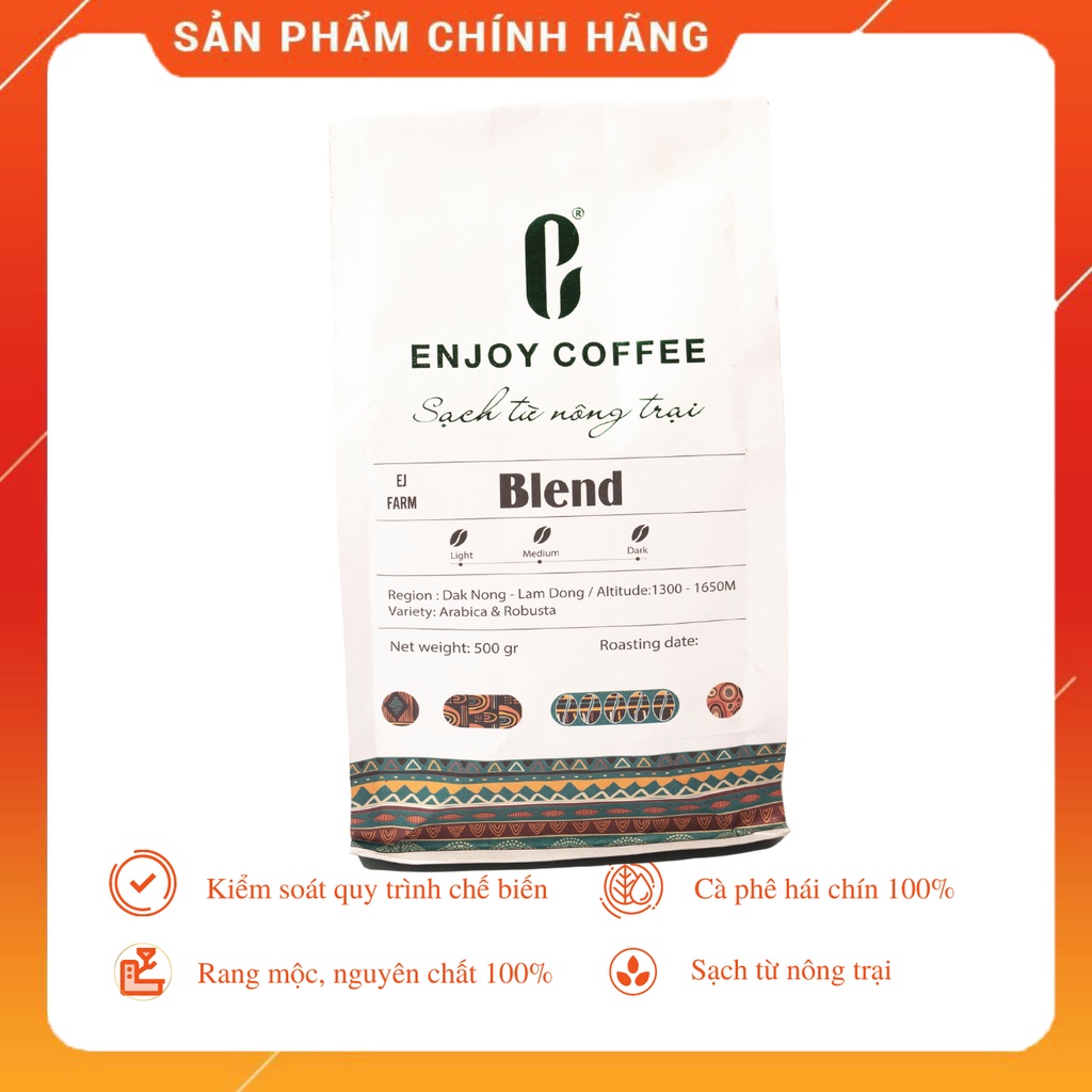 Cà phê rang mộc, nguyên chất blend 500g enjoy coffee