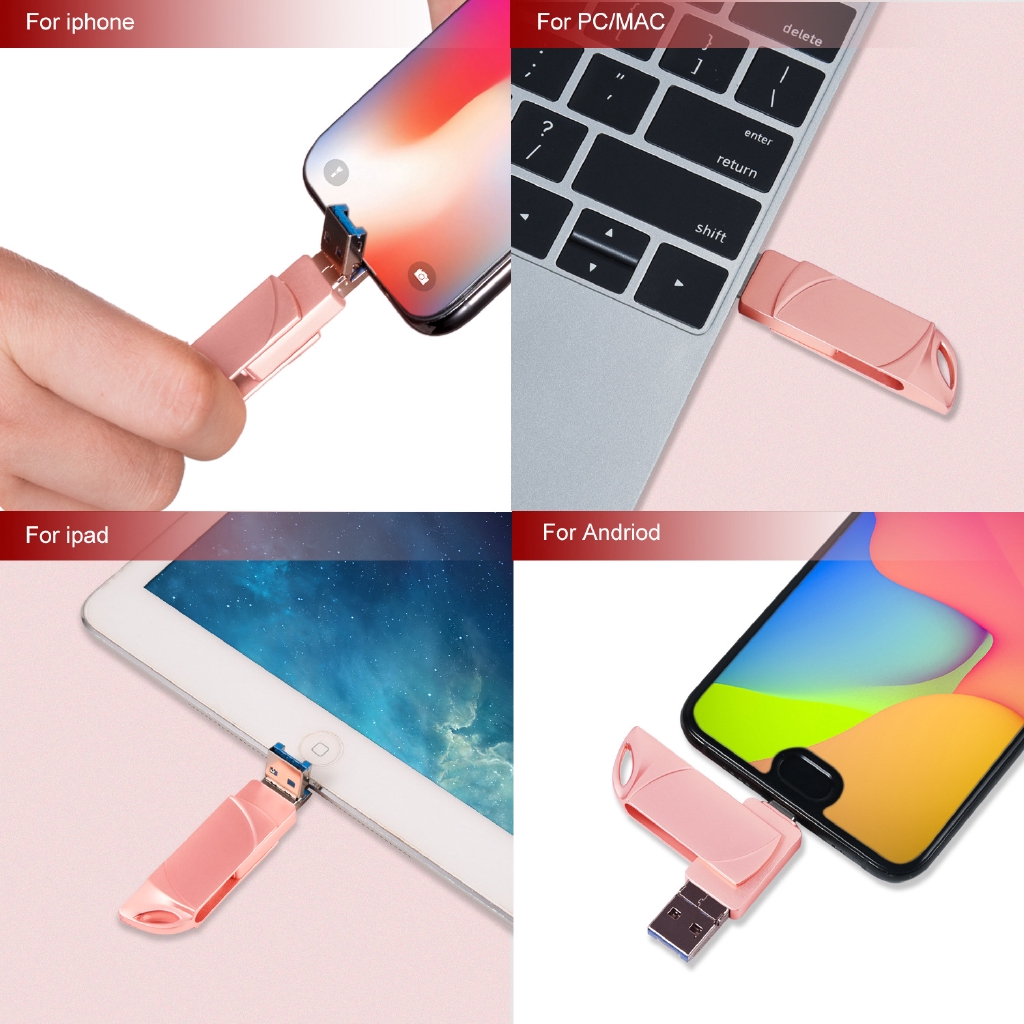 USB 3 trong 1 dung lượng 16gb 32gb 64gb 128gb 256gb 512gb Otg/Ipad/Type-C/Máy Tính