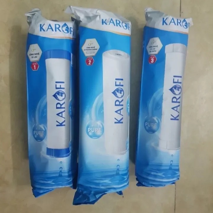 Bộ 3 lõi lọc thô lõi lọc nước Karofi số 1,2,3 dùng cho máy lọc nước RO