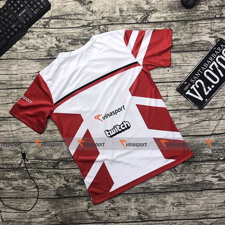 Áo game thi đấu Esports thun ngắn tay nam - Mẫu thiết kế Eagle Red 2020 màu trắng đỏ, dáng suông NEW new