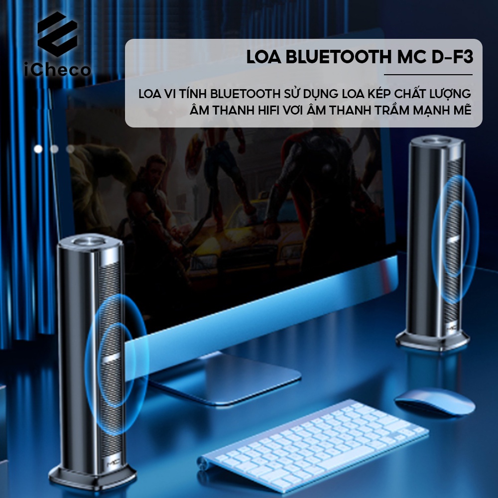 Loa bluetooth căm máy tính để bàn ICHECO LWB05 có dây đèn led dành cho vi tính laptop PC âm bass mạnh