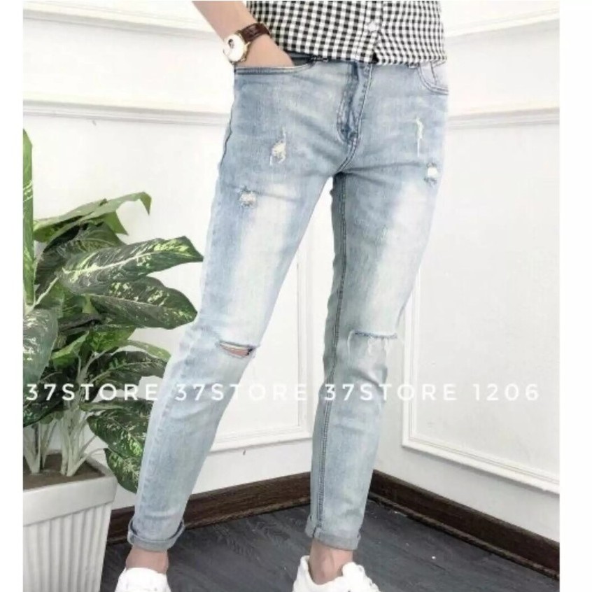 Quần Jean Nam chất bò màu xanh nhạt Muradfashion, Quần Bò nam co giãn mẫu mới hot trend 2021 NT7909