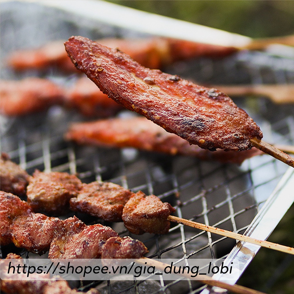 Bếp nướng than dùng 1 lần Vỉ nướng thịt BBQ du lich phượt dã ngoại picnic (đầy đủ phụ kiện đi kèm)