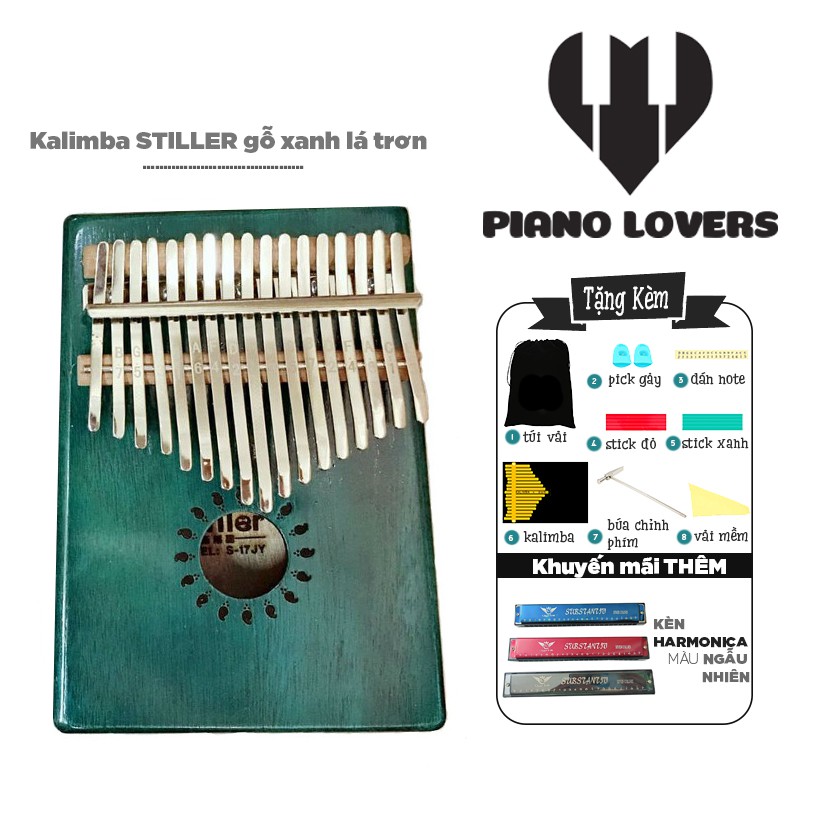 ( RẺ ) Đàn Kalimba 17 phím Gỗ Stiller Xanh lá Trơn Tặng Kèm Harmonica đủ màu sắc - HÀNG CÓ SẴN