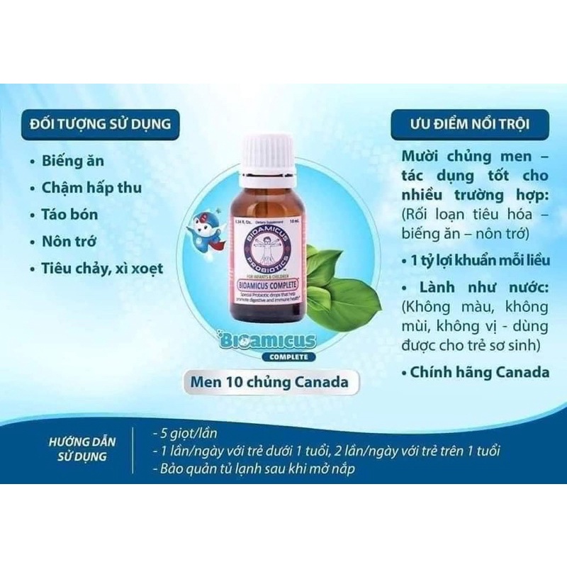 Men 10 chủng Bioamicus Canada 10ml