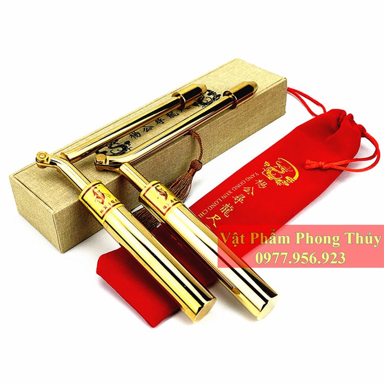 Thước tầm long đầu rồng mạ vàng 24k dạng gập cao cấp
