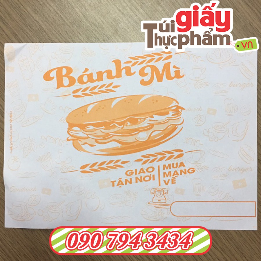 1000 tờ Giấy Gói Bánh Mì (in sẵn)