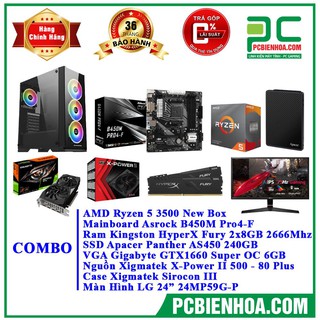 Bộ máy vi tính Ryzen 5 3500/B450M/16G/240G/X500/1660S + Màn hình LG24MP59G