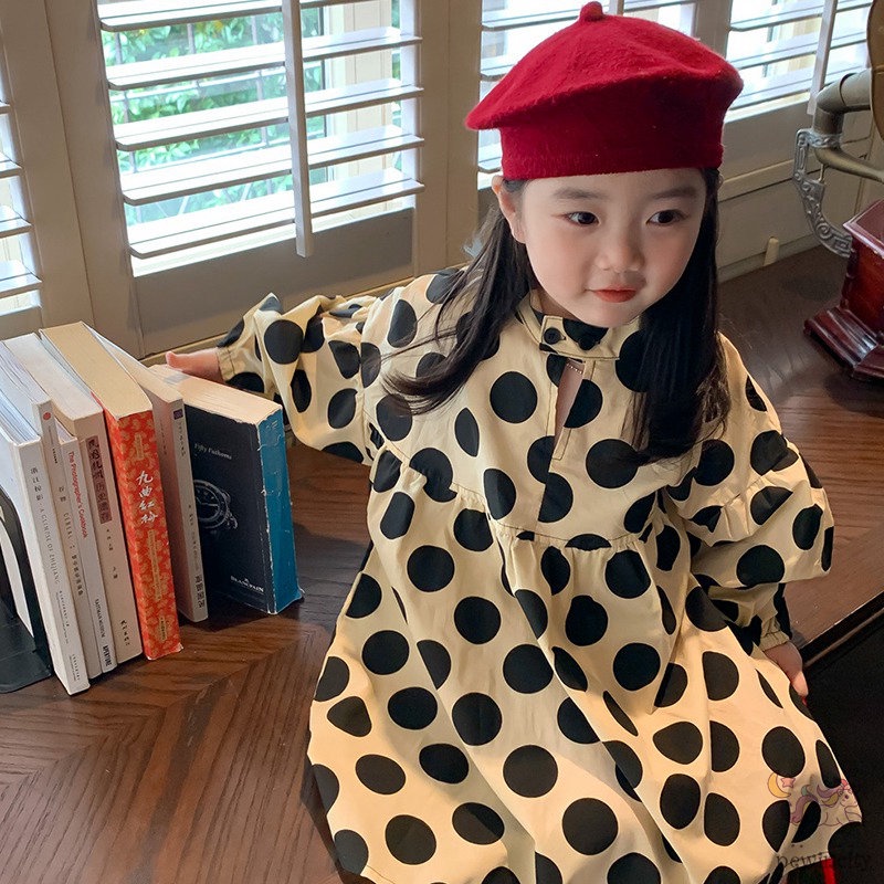 Đầm DàI Tay ChấM Bi Cho Bé GáI