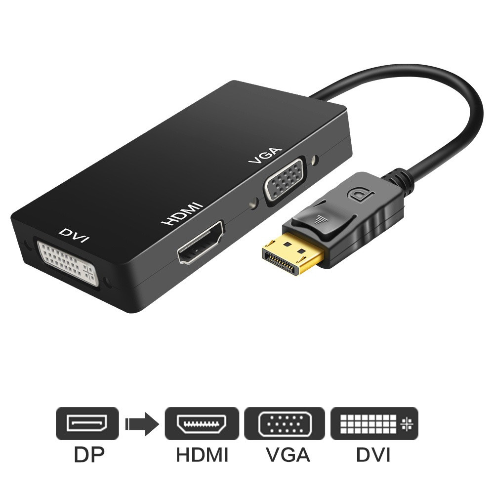 AUGUSTINE with Audio Passive Adapter Male to Female Video Cables Converter HDMI+VGA+DVI 4 in 1 Displayport  to HDMI Digital Cables HDMI Dual Link Displayport Male Audio Cable/Multicolor