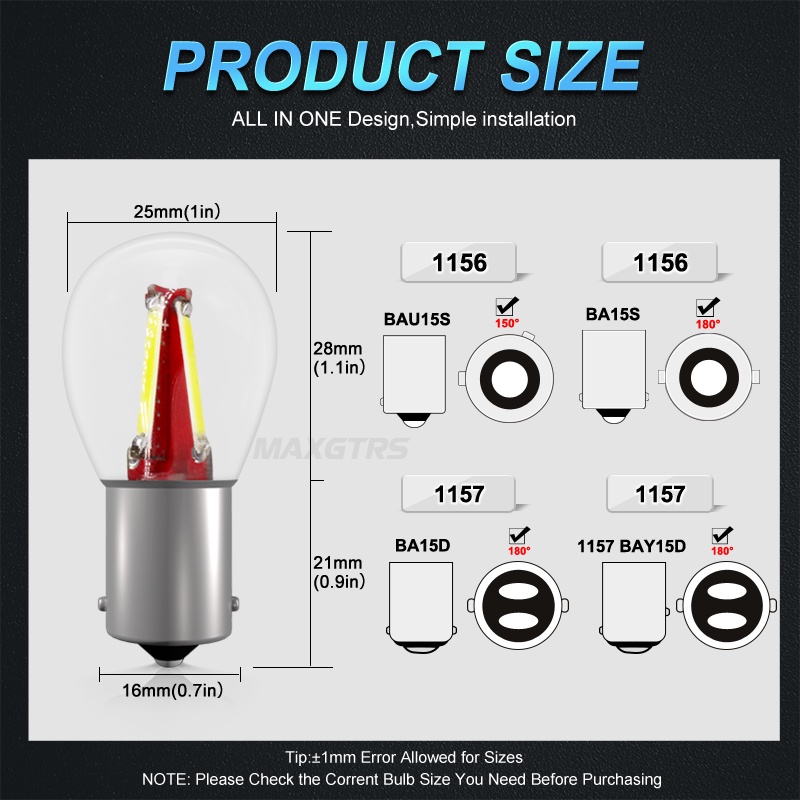 Bóng Đèn LED Tín Hiệu Đuôi Xe Hơi MAXGTRS S25 1156 BA15S BAU15S BA15D P21W P21 / 5W