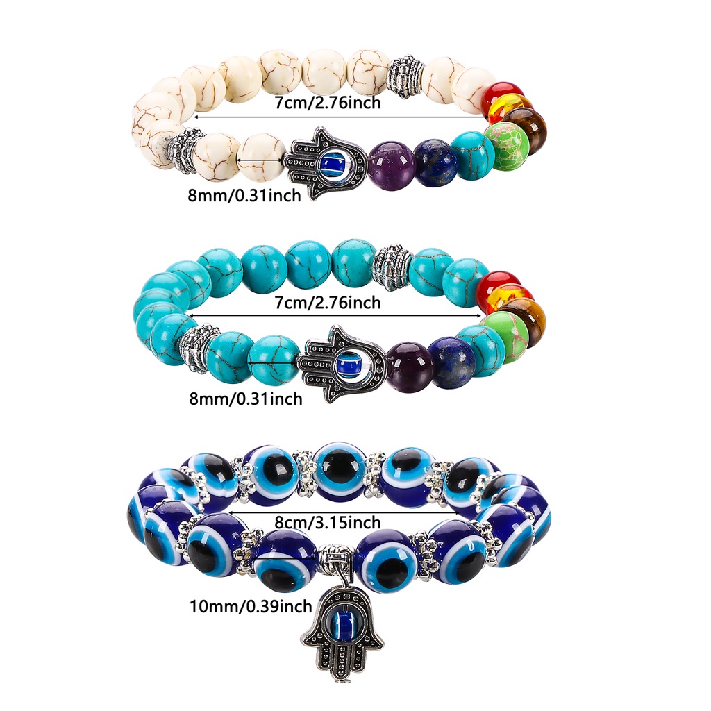 1/3 vòng tay chuỗi hạt đá mắt quỷ thời trang cho nữ