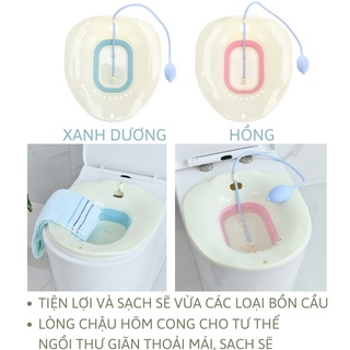 Chậu xông kèm vòi xịt giúp vệ sinh vùng kín cho chị em phụ nữ sau sinh, người viêm phụ khoa, bị bệnh trĩ rất tiện lợi