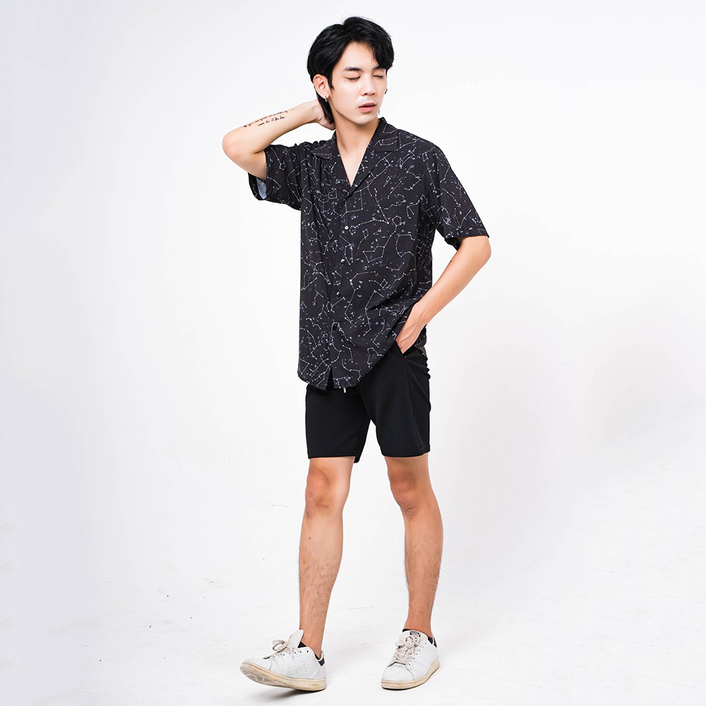Xả Áo sơ mi nam họa tiết CHÒM SAO, chất liệu vải lanh lụa thoáng mát, không nhăn, phom Regular -  ADORIS SM066