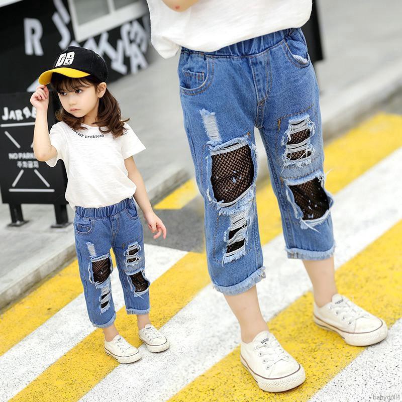 Quần short jeans rách cho bé gái