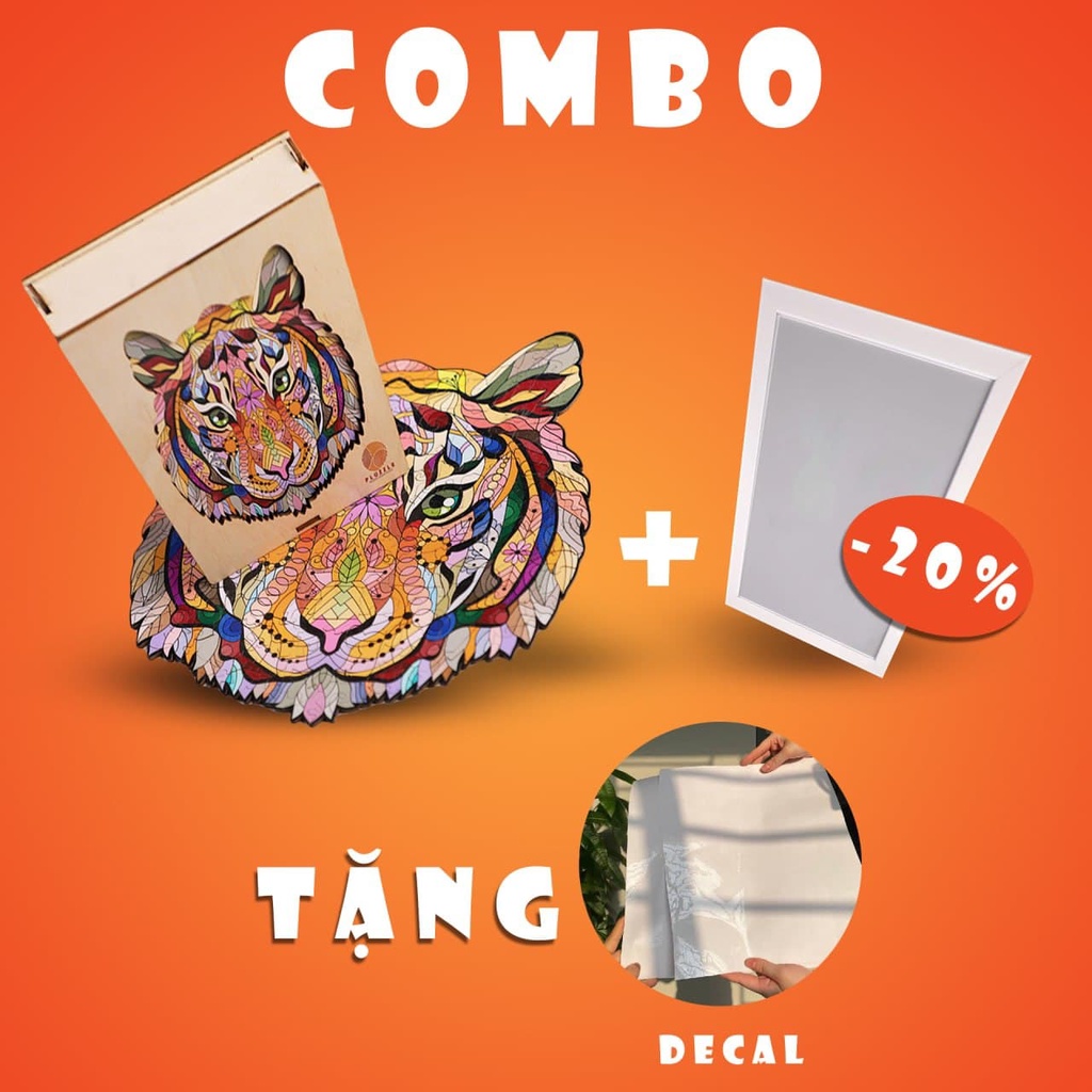 Khung tranh trang trí cao cấp TẶNG KÈM DECAL khi mua cùng Bộ Xếp Hình Gỗ PLUZZLE | BigBuy360 - bigbuy360.vn