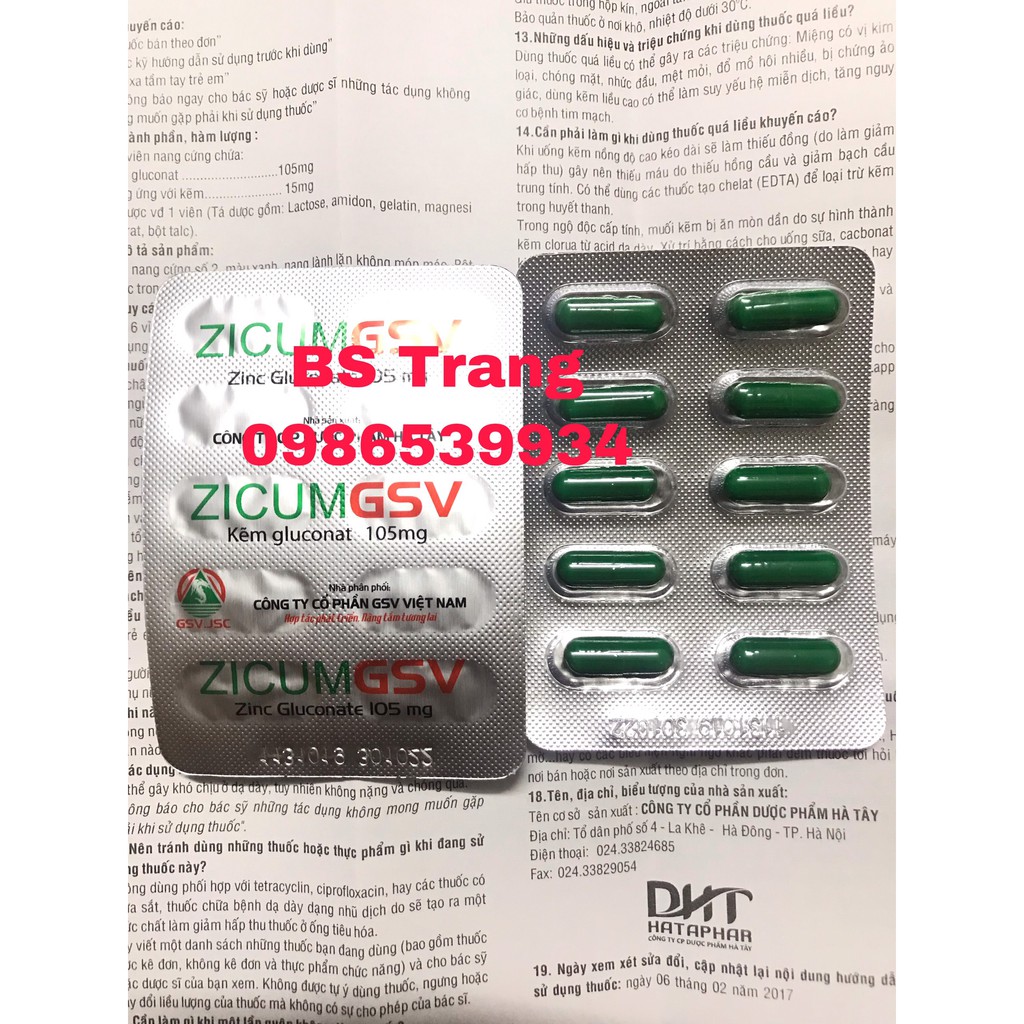Viên uống bổ sung kẽm Zicum GSV | BigBuy360 - bigbuy360.vn
