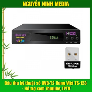Đầu thu kỹ thuật số DVB-T2 Hùng Việt TS-123 - Hỗ trợ xem Youtube, IPTV + Tặng USB Thu Wifi LB-Link BL-WN151 - Hàng Chính