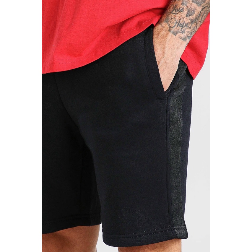 Quần short nam Basic Short With Tripped. size S M L XL  Chất cotton nỉ bông, bo dệt đồng màu