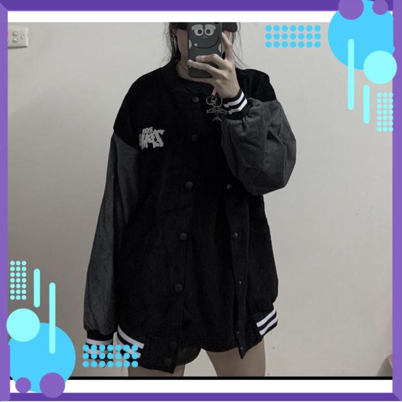 [Mặc Là Sang]  Áo Khoác Nhung Gân Bóng Chày ZOMBIF Form Rộng Mẫu Mới Siêu Chất | BigBuy360 - bigbuy360.vn