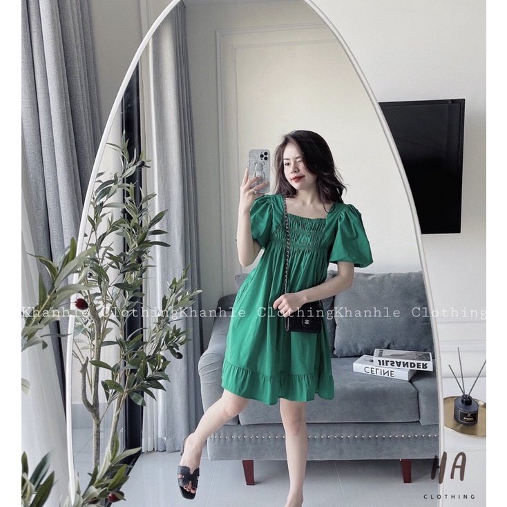 Váy Xoè Thụng Bo Chun Tay Bồng