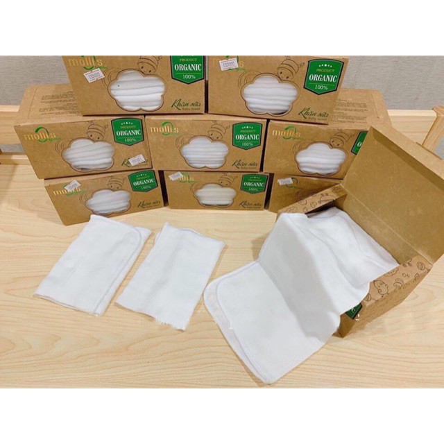 [KM] Combo 5 hộp khăn sữa hữu cơ Mollis organic ( sỉ)