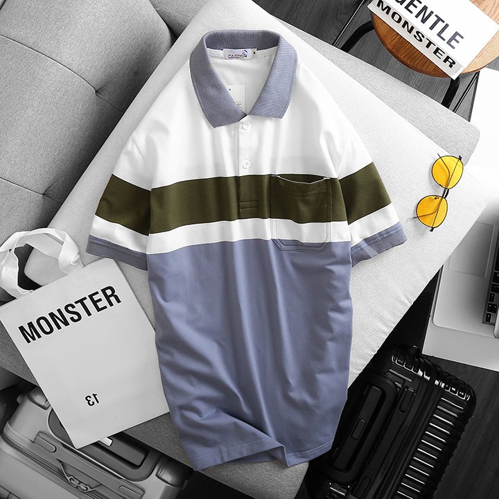 Áo thun kẻ sọc PAPA túi nam | BigBuy360 - bigbuy360.vn