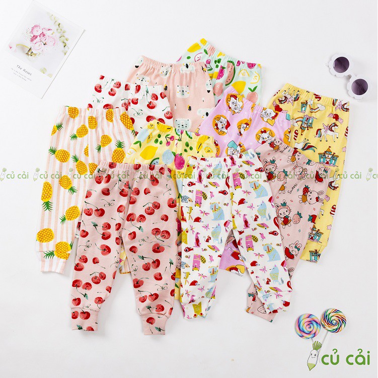 Quần dài chục cho bé gái chất cotton bozip đẹp từ 7 - 17kg QCH02