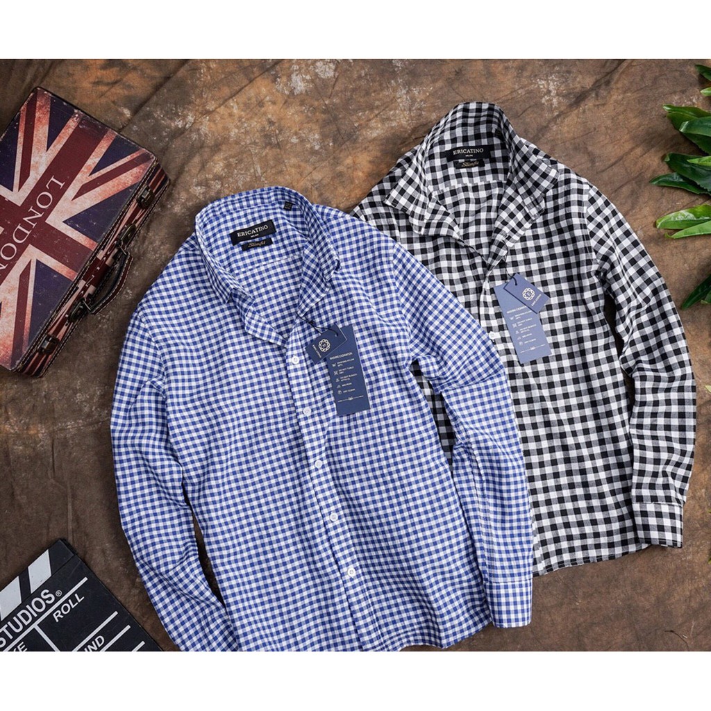 Áo sơ mi nam | Mềm mịn không nhăn |ÁO SƠ MI KẺ CARO SẮC MÀU HÀNG XUẤT | M L XL 2XL - Xanh Da Trời | XƯỞNG MAY TRẦN NAM