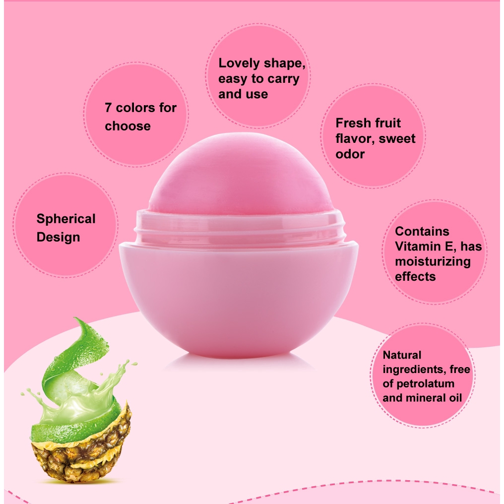 Fashion Round Ball Shaped Embellish Lips Balm / Natural Organic Moisturizing Lip Balm / Long Lasting Lip Gloss / Women Daily Basic Lips Makeup Cosmetic