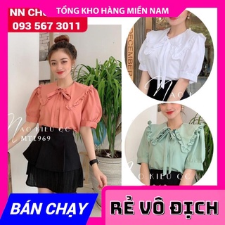 Áo kiểu cổ sen tay ngắn mt1969 ⚡hàng đẹp⚡ảnh thật⚡ áo kiểu tiểu thư ⚡ áo kiểu công sở my