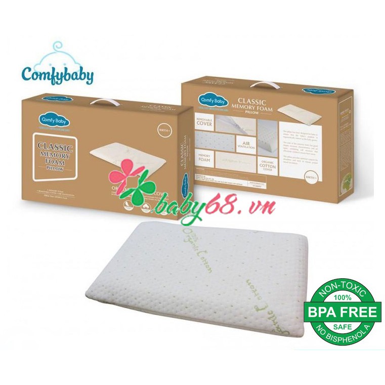 Gối trẻ em vỏ sợi Cotton hữu cơ Organic Comfy Baby CF062018N03