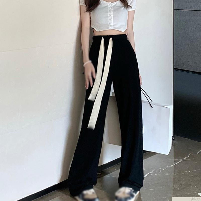 Quần dài lưng cao ống rộng phong cách thời trang trẻ trung dành cho nữ