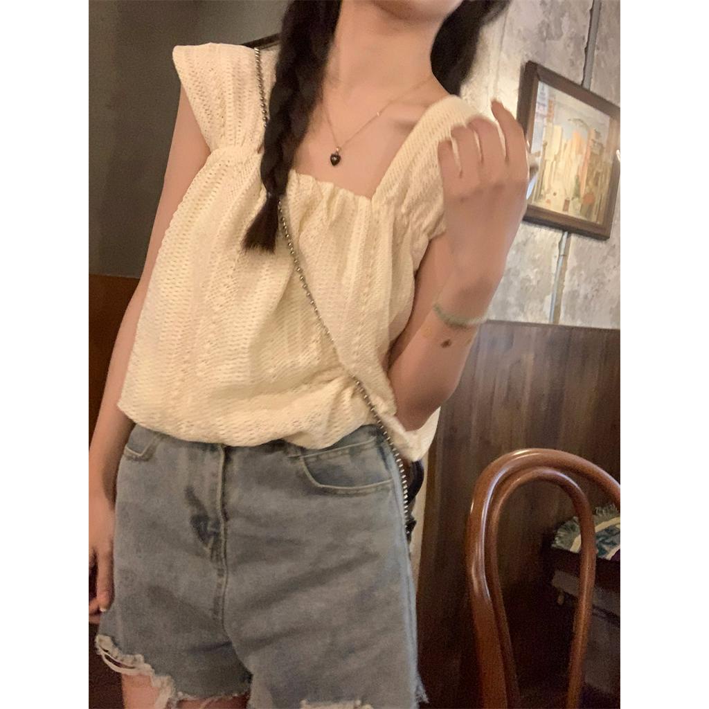 63343 Áo Vest Cổ Vuông Móc Ren Phong Cách Mới