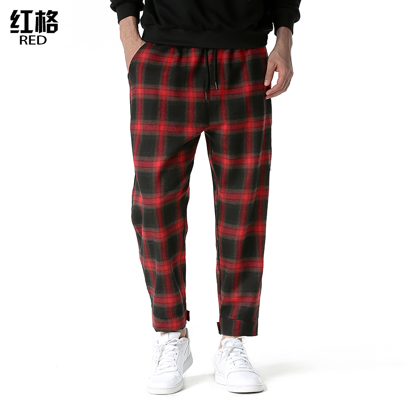 2021 Trendy Plaid Pants Men's Velcro Casual Pants