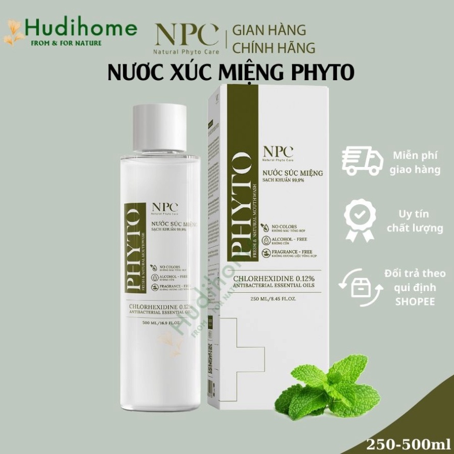 Nước Súc Miệng Sạch Khuẩn, Làm Thơm PHYTO FRESH & NATURAL MOUTHWASH HỘP 1 CHAI 500mL Và 250mL