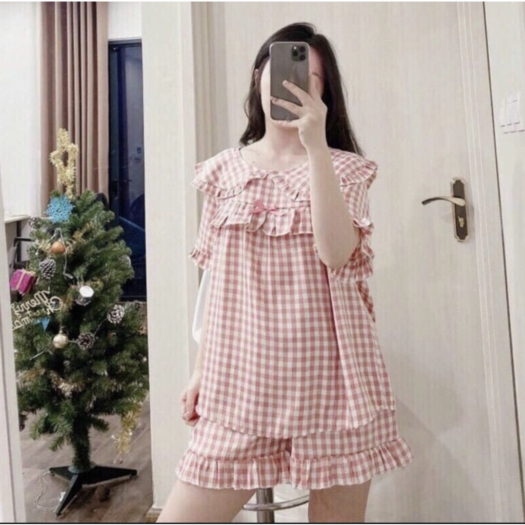 Bộ Bầu Mùa Hè Cộc Tay Ngắn Cổ Sen Chất Vải Thô Mềm Thoáng Mát HN0157 Mama Store99 Freesize Từ 43kg Đến Dưới 70kg