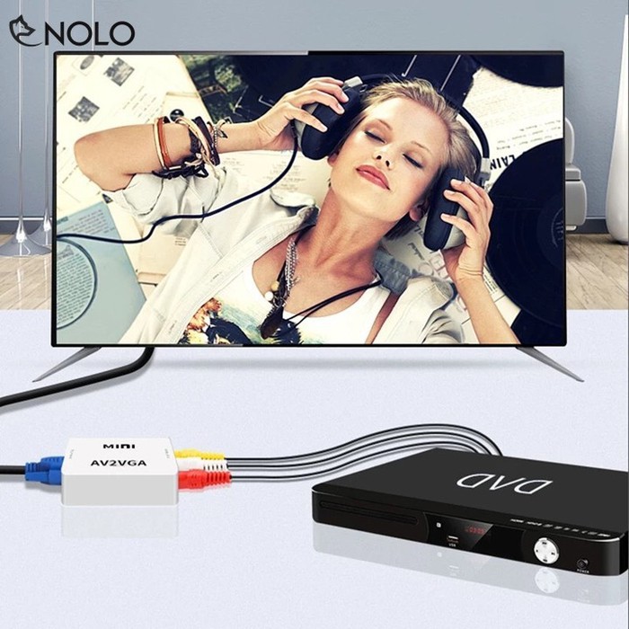 Hub Box Chuyển Đổi Tín Hiệu AV RCA ra VGA Audio CVSB Model AV2VGA Hỗ Trợ Phân Giải FullHD 1080P Có Switch 720p và 1080p