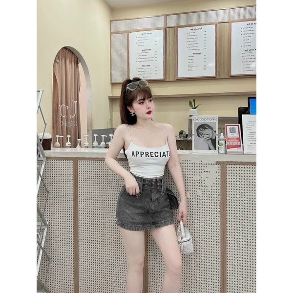 ÁO 2 DÂY CHỮ CÓ ĐỆM DÁNG NGẮN TÔN VÒNG 1 MS80157