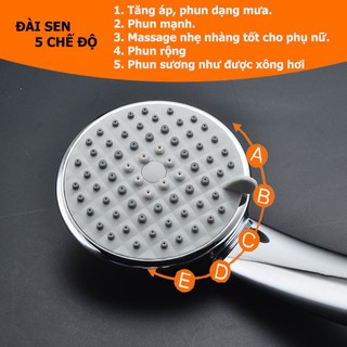 Tay sen 5 chế độ nước kèm dây chống xoắn