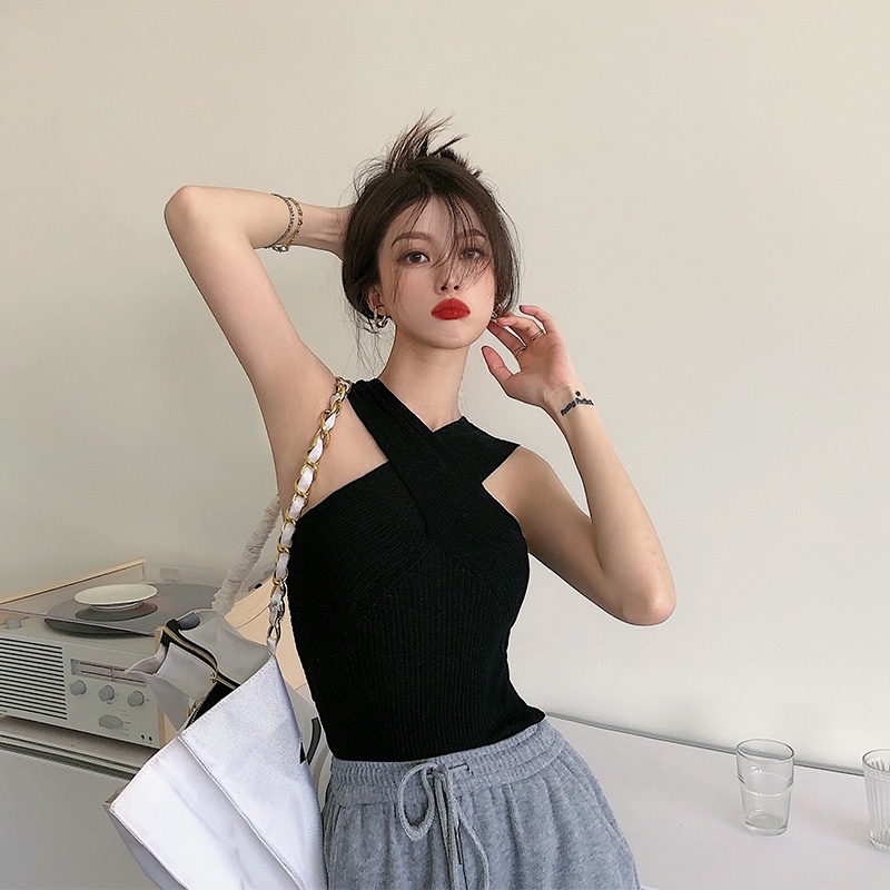Happy-store  Áo Croptop Tay Ngắn Màu Trơn Thiết Kế Trễ Vai Quyến Rũ
