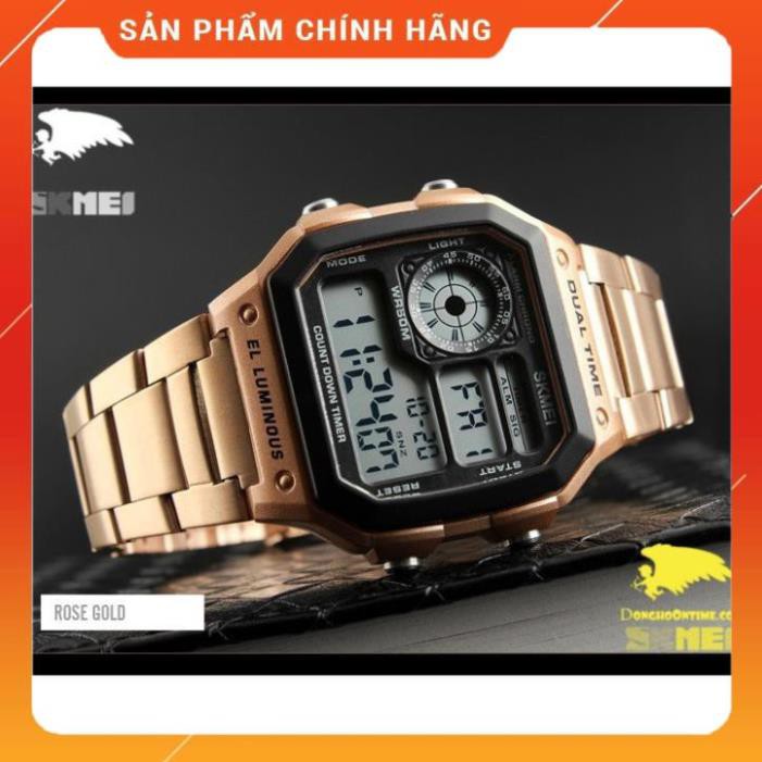 Đồng Hồ Nam SKMEI Chính Hãng Dây Thép Không Gỉ 1335 Size 33mm Chống Nước 5ATM Thiết Kế Thể Thao 2 Múi Giờ Cao Cấp