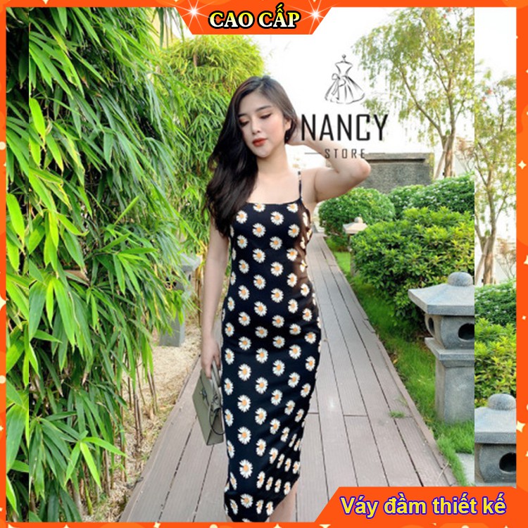Váy đầm nữ body hai dây hoa cúc công chúa  cao cấp Nancy A10