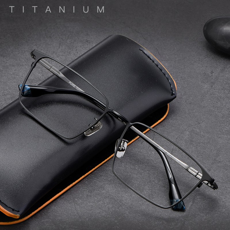 Mắt Kính Gọng Vuông Bằng Titan Trơn Thời Trang Dành Cho Nam