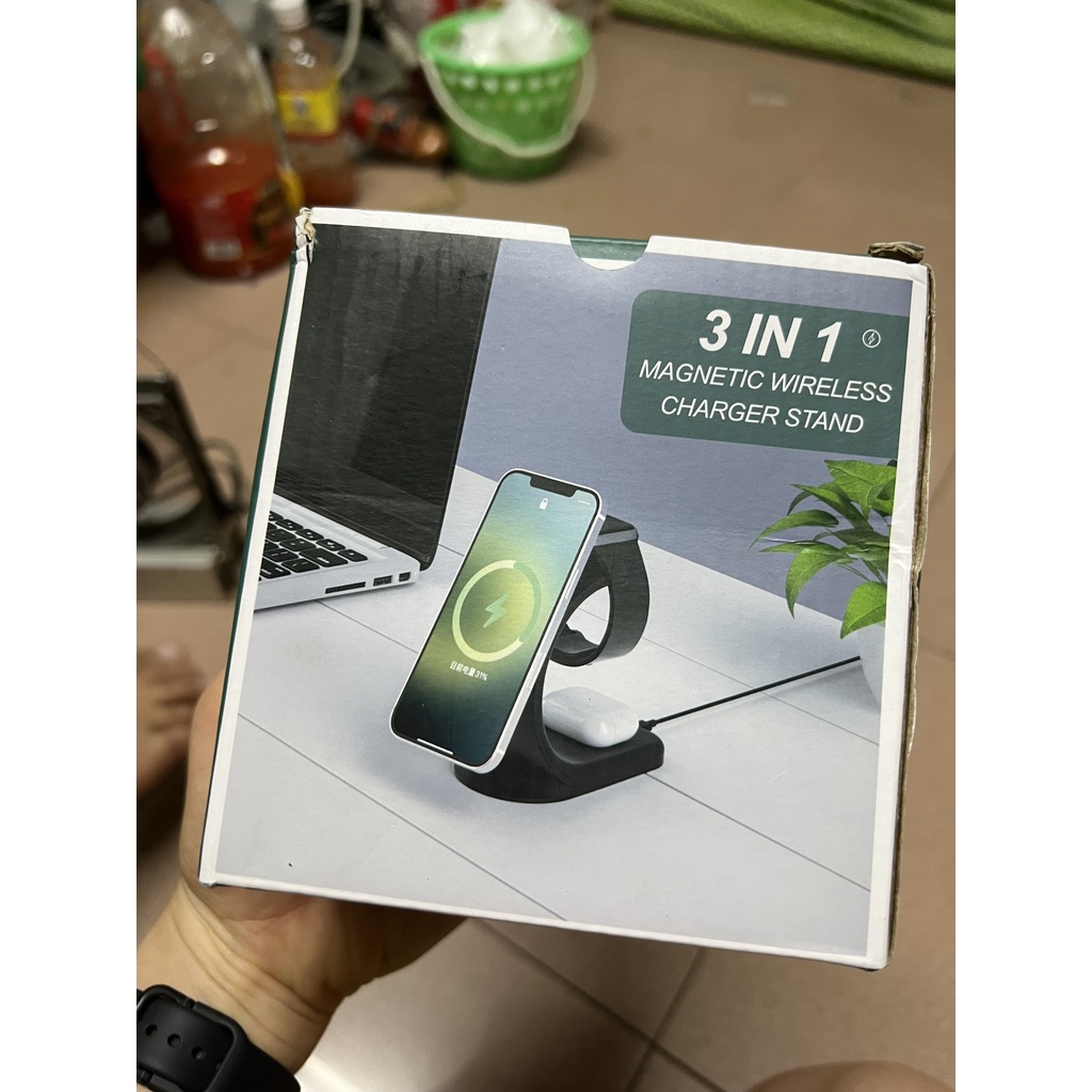 ĐỐC Đế sạc không dây 3 in 1 cho ip samsung đồng hồ thông minh APPL.E WATC.H TAI NGHE AIRPOD.S công suất 15W - ODJ 83