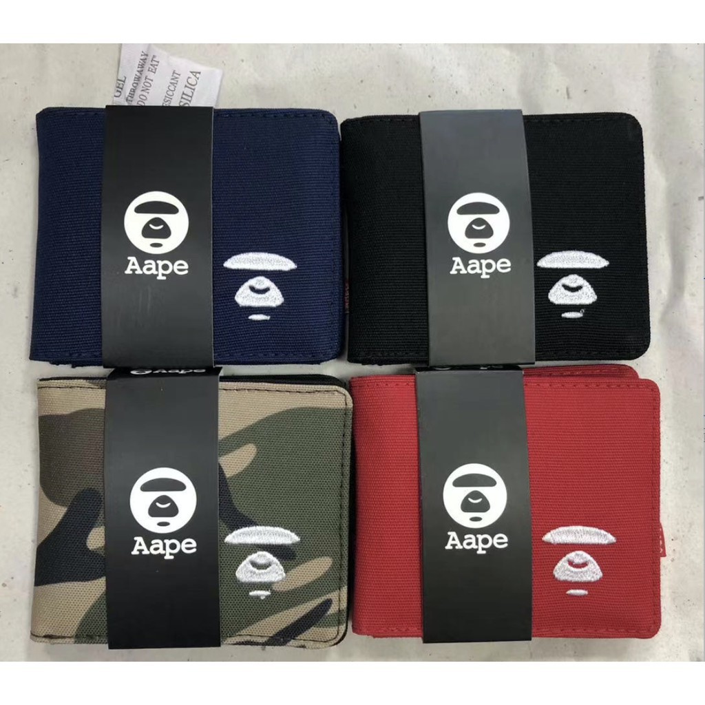 Aape A Bathing Ape Ví nam Ví nam có hộp Ví ngắn ly hợp Thẻ đa năng trẻ trung Ví nữ